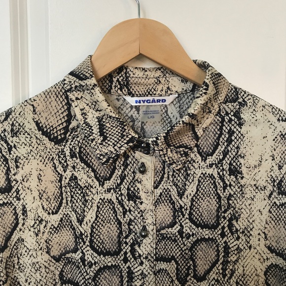 Bianca Nygard Reptile Snakeskin Animal Print Tunic Top Size Large - Picture 6 of 10